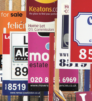 estate agents' boards in Stratford
